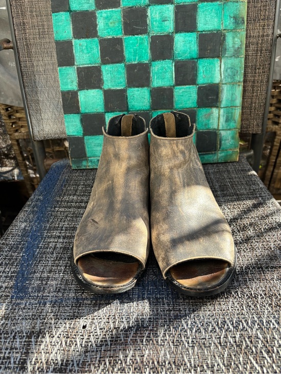 Free People Shoes - Free People Vintage Open-Toe Ankle Charcoal Booties, size 9
